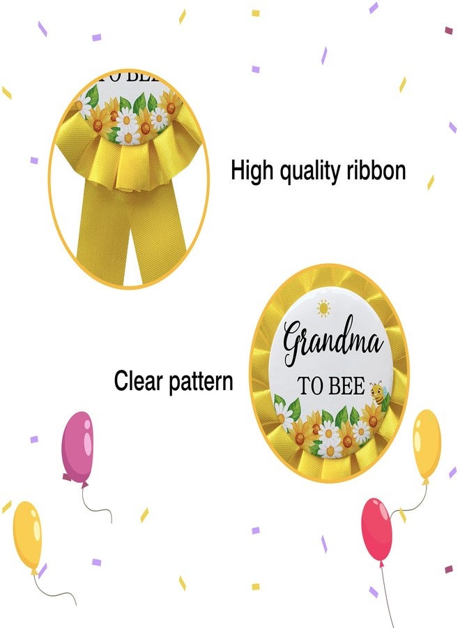 WOWOPA Grandma to Bee Pin, Gender Reveals Baby Shower Tinplate Badge Yellow Corsage Button Pin, New Grandma Party Gift Decorations Sign - 1Pcs - Image 3