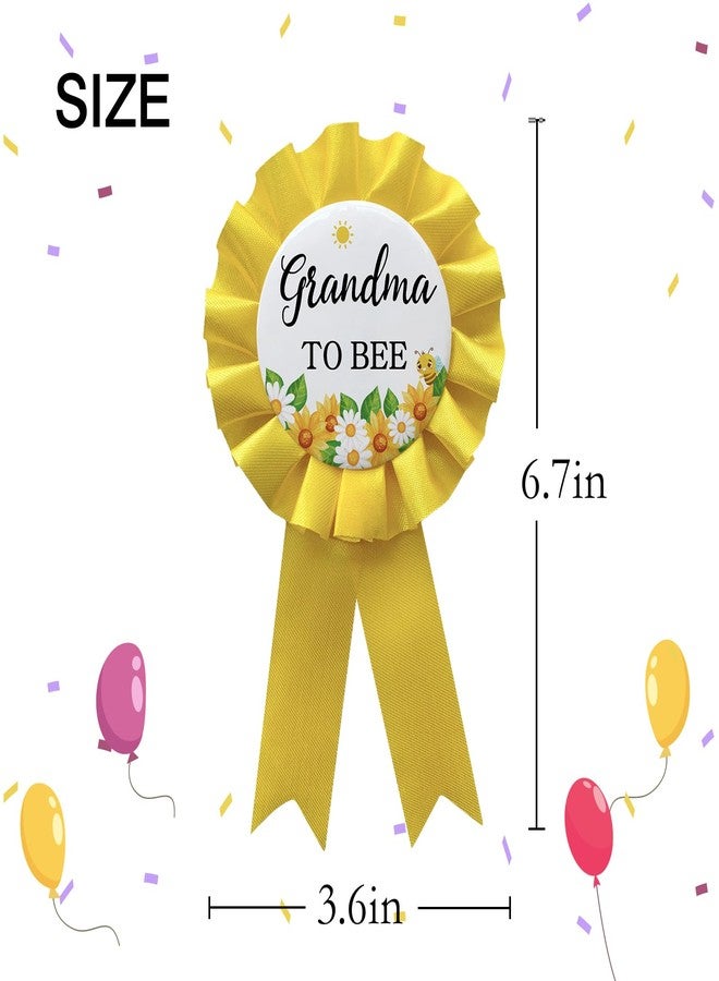 WOWOPA Grandma to Bee Pin, Gender Reveals Baby Shower Tinplate Badge Yellow Corsage Button Pin, New Grandma Party Gift Decorations Sign - 1Pcs - Image 2