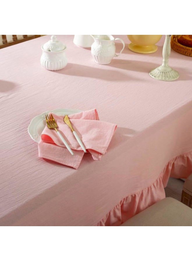 JadeRich Solid Color Ruffled Tablecloth Cotton Rectangular Square Table Cover Decoration for Kitchen Dinning - Image 4
