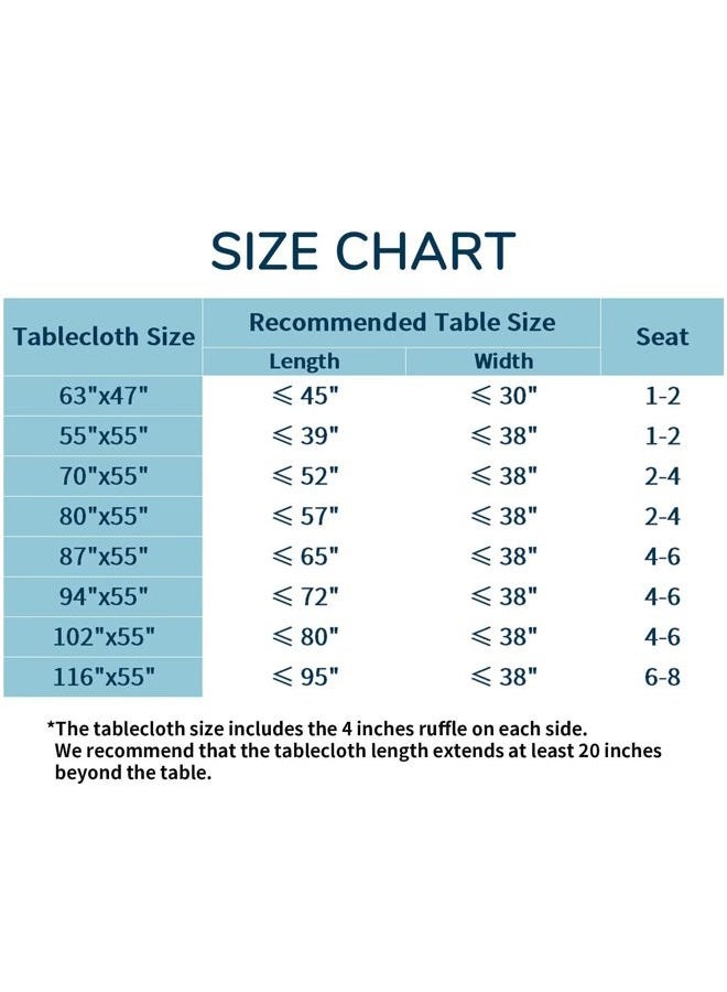 JadeRich Solid Color Ruffled Tablecloth Cotton Rectangular Square Table Cover Decoration for Kitchen Dinning - Image 2