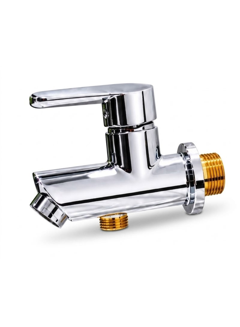 Durable 2 Way Water Hose Dispenser Bar G1/2 Inch Commercial Home Shower Mixer Wall Mount – Solid Brass Chrome Finish Water Control Valve Switch for Bathroom, Home, and Commercial Use - Image 1