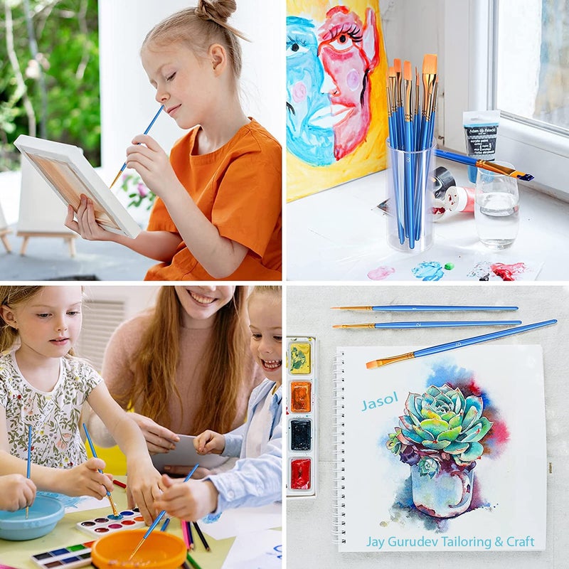 Jasol Paint Brush Set 10Pcs Paint Brushes for Acrylic Painting Water Color Paintbrushes for Kids Easter Egg Painting Brush Face Paint Brush for Round Pointed Tip Detail Small Brush (Multicolor) - Image 2