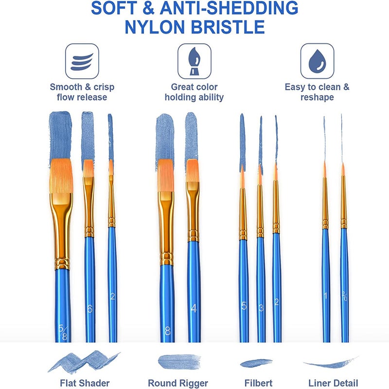 Jasol Paint Brush Set 10Pcs Paint Brushes for Acrylic Painting Water Color Paintbrushes for Kids Easter Egg Painting Brush Face Paint Brush for Round Pointed Tip Detail Small Brush (Multicolor) - Image 4