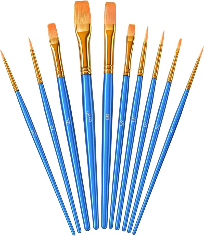Jasol Paint Brush Set 10Pcs Paint Brushes for Acrylic Painting Water Color Paintbrushes for Kids Easter Egg Painting Brush Face Paint Brush for Round Pointed Tip Detail Small Brush (Multicolor) - Image 1