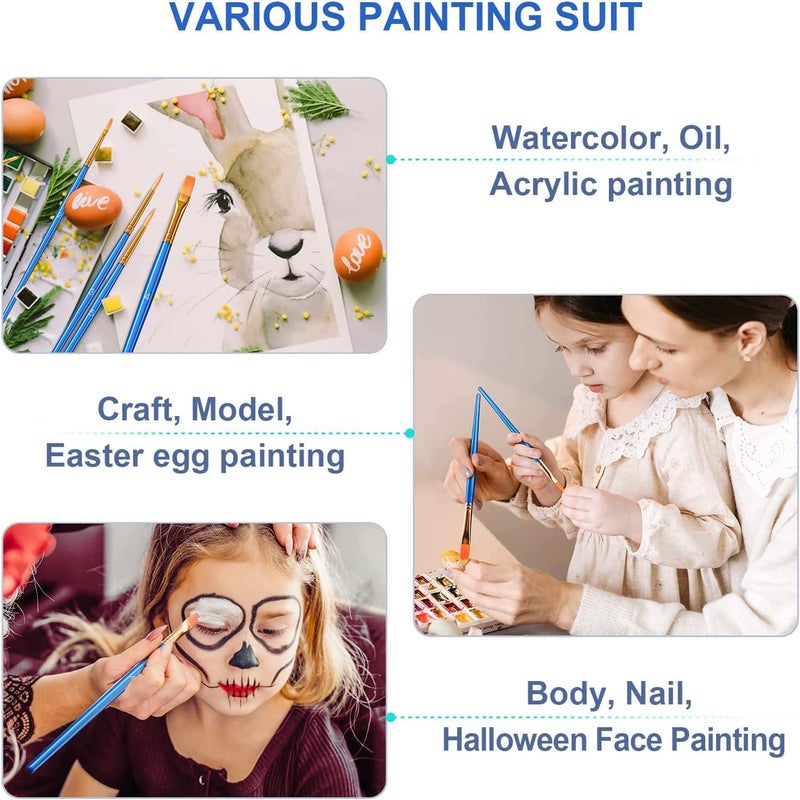 Jasol Paint Brush Set 10Pcs Paint Brushes for Acrylic Painting Water Color Paintbrushes for Kids Easter Egg Painting Brush Face Paint Brush for Round Pointed Tip Detail Small Brush (Multicolor) - Image 3