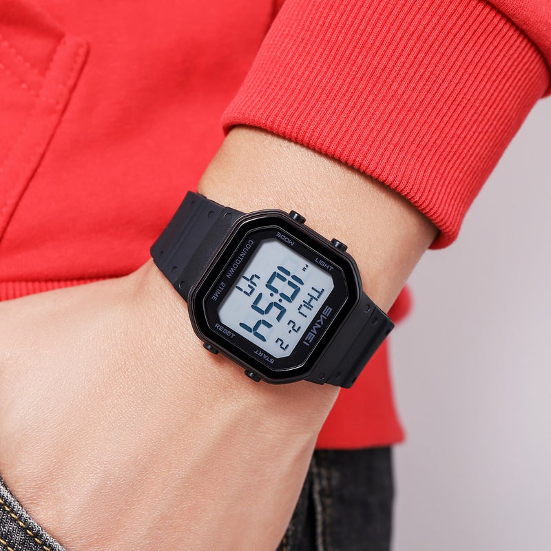 SKMEI Moment Beauty 2439 Small Square Multifunctional Silicone Luminous Sports Leisure Waterproof Electronic Watch - Image 4