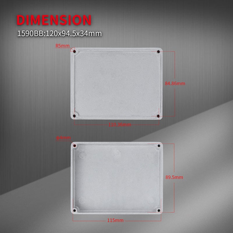 DaierTek 1590BB Aluminum Metal Stomp Box Case Guitar Pedal Enclosure Effect Enclosure Stomp Box Unpainted 120x94.5x34 MM - Image 4
