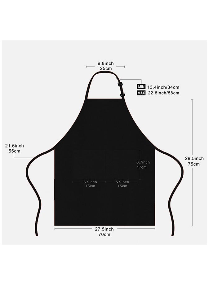 2-Piece Waterproof Kitchen Apron With Adjustable Neck Belt black - Image 5