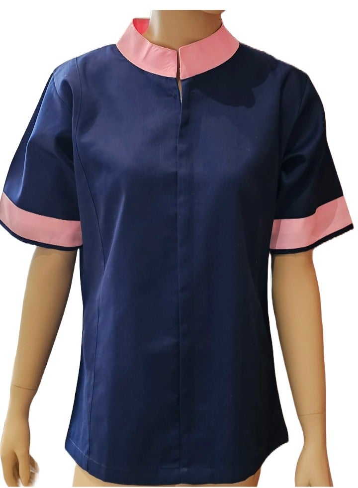 Rannah's Uniform Housemaid Uniform, Mandarin Collar Style, Navy Blue House Helper Uniform  - Image 4