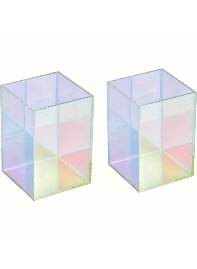 2pcs Colorful Acrylic Pen Holders Desk Organizer Office Supplies Lightweight Polished Finish - Image 5