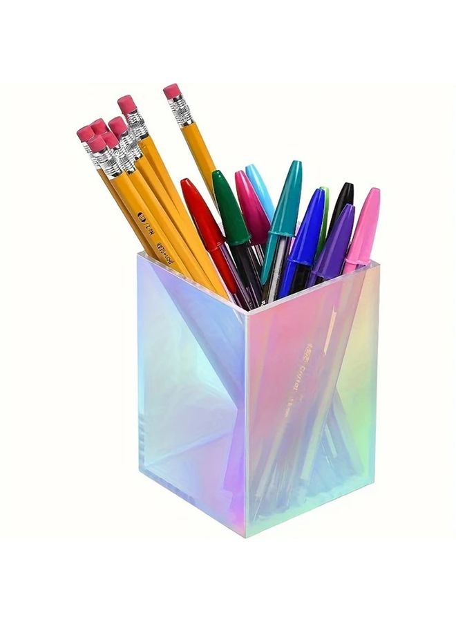 2pcs Colorful Acrylic Pen Holders Desk Organizer Office Supplies Lightweight Polished Finish - Image 4