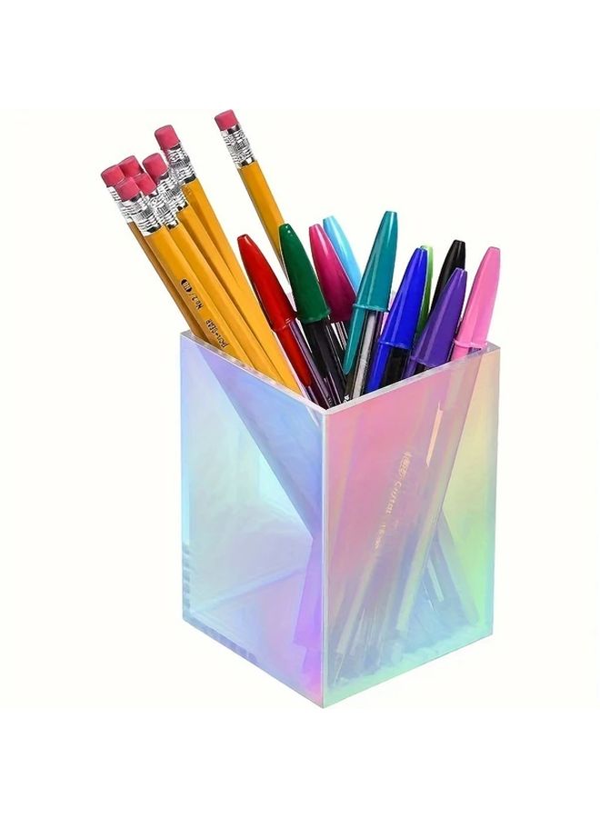 2pcs Colorful Acrylic Pen Holders Desk Organizer Office Supplies Lightweight Polished Finish - Image 3