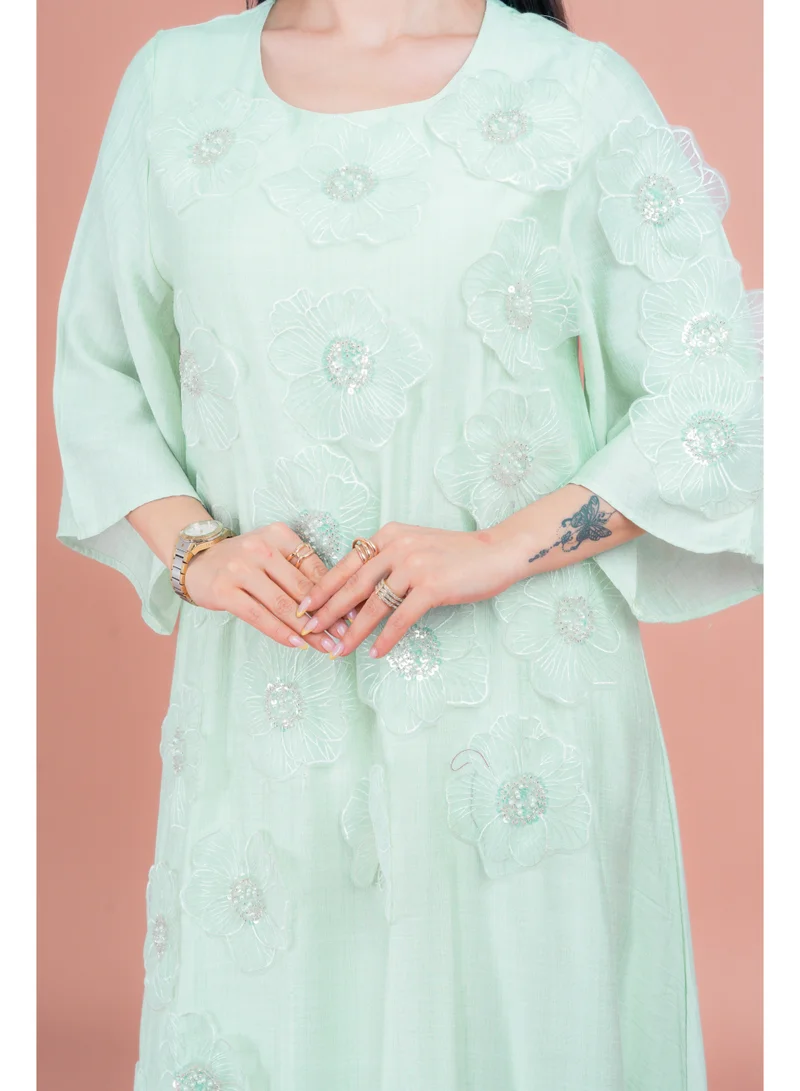 IKKXA Floral Embroidered Jalabiya
