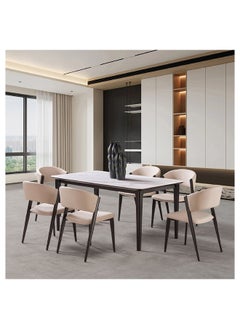 Home Box Valeria 7-Piece 6-Seater Sintered Stone Dining Set 90 x 76 x 160 cm  - Image 1