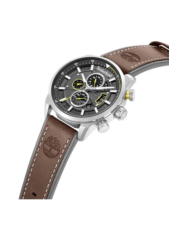 تمبرلاند Calahan Grey Dial Leather Strap Multifunction Watch for Men, 46mm