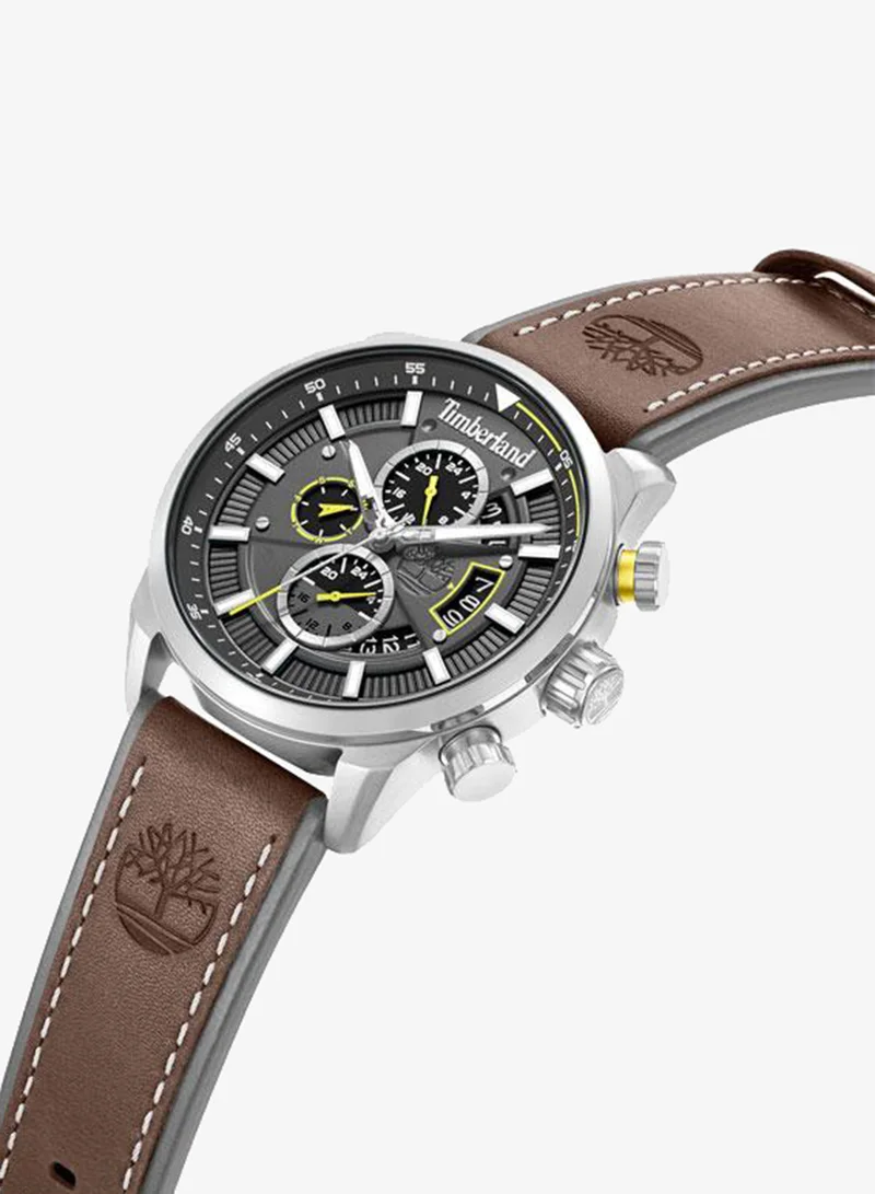 تمبرلاند Calahan Grey Dial Leather Strap Multifunction Watch for Men, 46mm