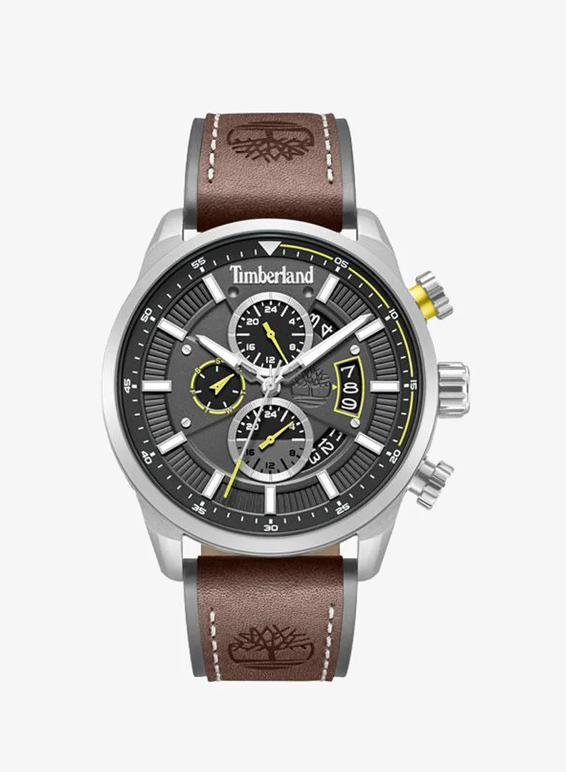 تمبرلاند Calahan Grey Dial Leather Strap Multifunction Watch for Men, 46mm