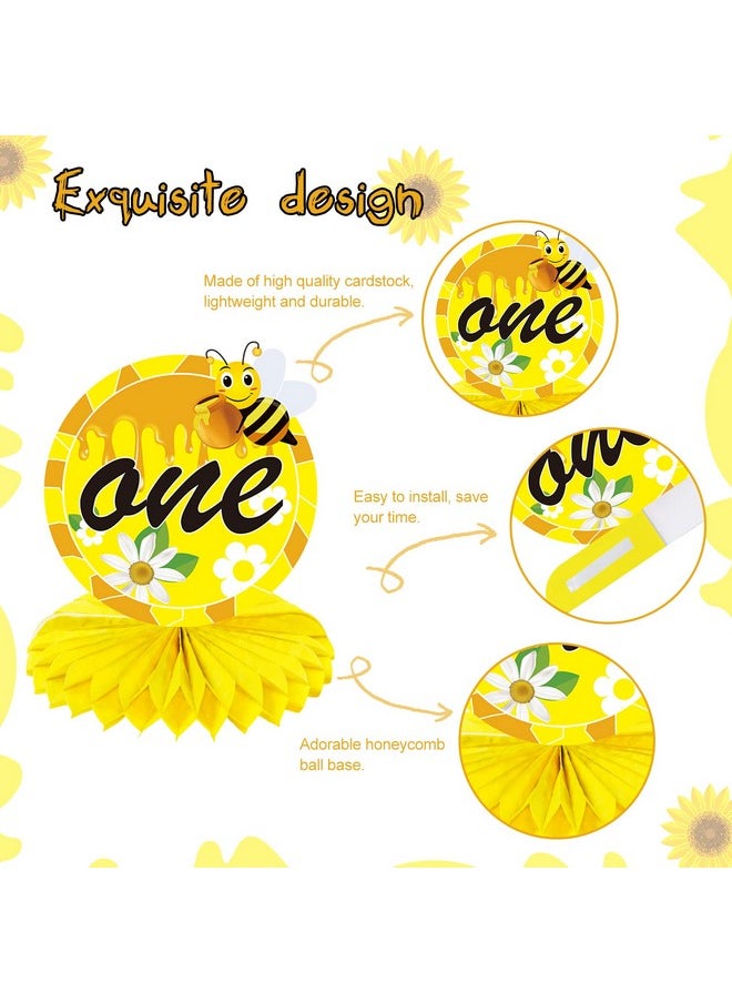 Lnlofen Lnlofen 8Pcs Bumble Bee Birthday Party Decorations Honeycomb Centerpieces, Happy 1st Bee Day Birthday Themed Table Centerpiece Toppers Party Supplies, Honey Bee Birthday Party Table Sign Decor  - Image 3