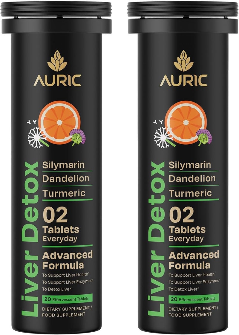 Auric Herbal Liver Support Supplement  Milk Thistle Silymarin Turmeric Garlic Ginger for Liver Health  Advanced Detox  Cleansing Formula for active Liver  40 Tablets  Plant Based GlutenFree - Image 1