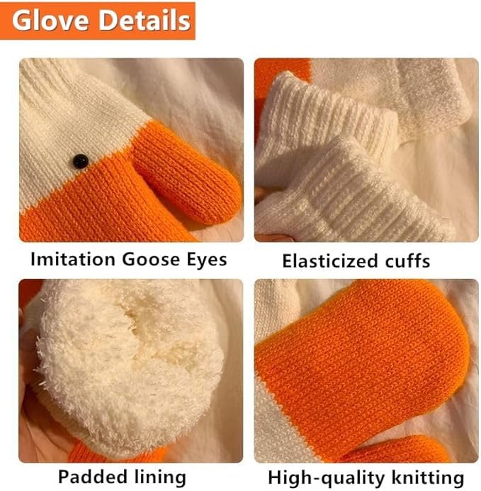 Gootd 2 Pairs of Winter Goose Gloves, Funny Novelty Animal Gloves with Thermal Soft Lining, Cute Goose Mittens Gift for Girl Friend Women (2, goose, Regular size) - Image 4