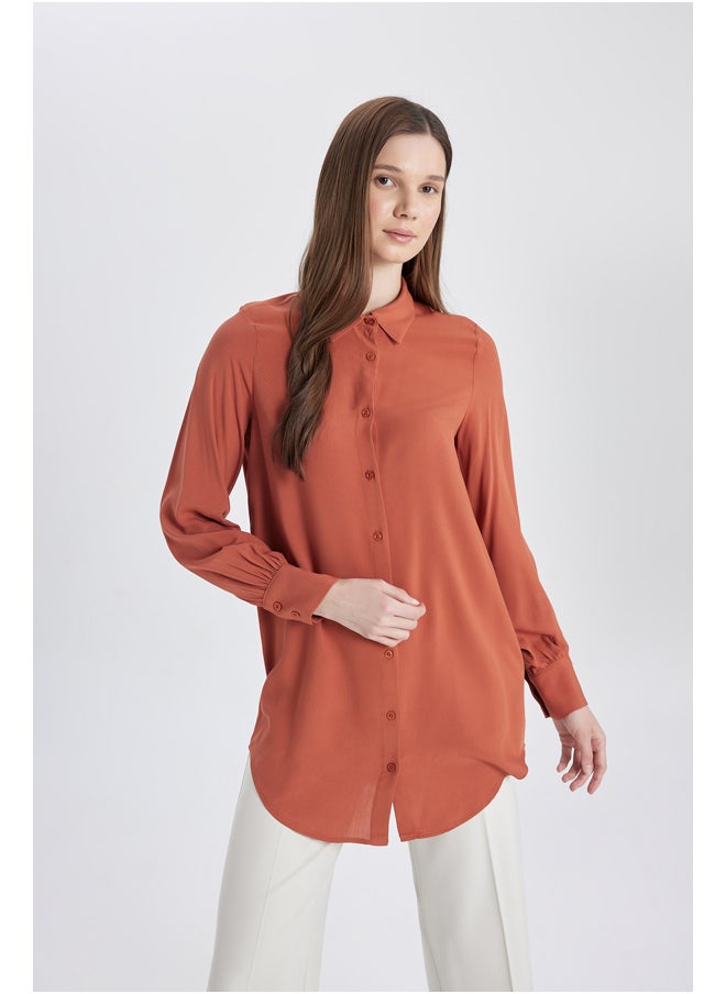 DeFacto - Woman Regular Fit Shirt Neck Woven Long Sleeve Tunic - Image 1