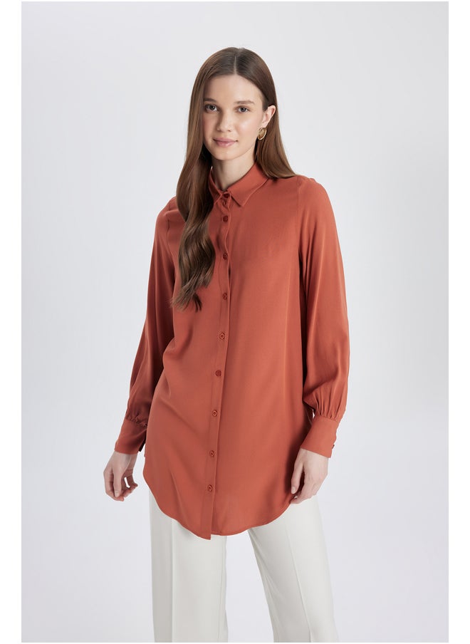 DeFacto - Woman Regular Fit Shirt Neck Woven Long Sleeve Tunic - Image 1