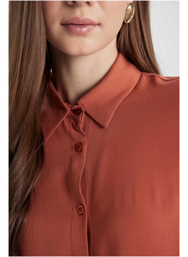 DeFacto - Woman Regular Fit Shirt Neck Woven Long Sleeve Tunic - Image 1