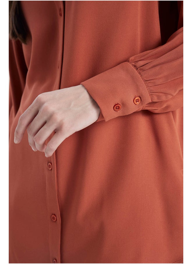 DeFacto - Woman Regular Fit Shirt Neck Woven Long Sleeve Tunic - Image 1