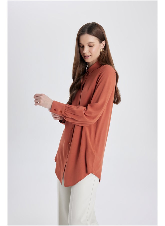 DeFacto - Woman Regular Fit Shirt Neck Woven Long Sleeve Tunic - Image 1