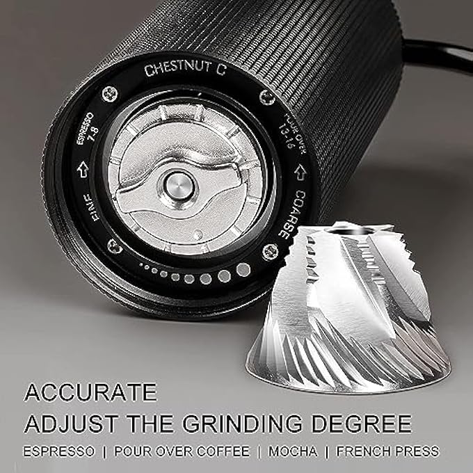 TIMEMORE Chestnut C3 Manual Coffee Grinder 2022 New Version S2C Stainless Steel Conical Burr Capacity 20G Adjustable Setting HighPrecision Double Bearing PositioningMatte Black - Image 3