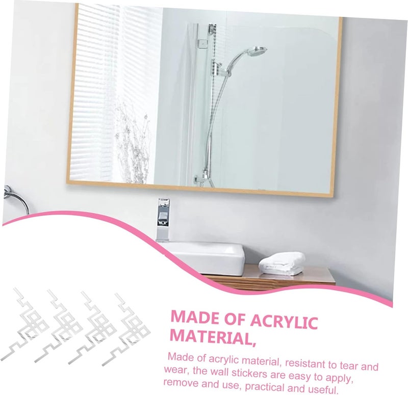 POPETPOP 4pcs Mirror Decals Peel and Stick Corner Onlay Stickers for Wall Decoration Versatile Mirror Border for Bedroom Living Tv Cabinet Wardrobe and More - Image 5