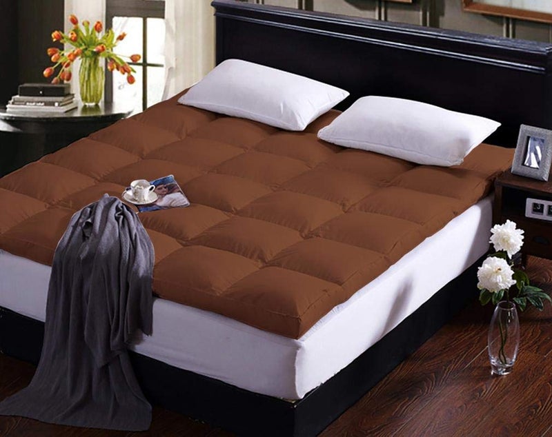 RRC Cotton Super Soft 700 GSM Hollow Fiber Filled Mattress Padding/Topper for Comfortable Sleep, 4 Corner Elastic Band King Size 72X78(Inches) 6X6.5(Feet) Mattress Topper, Brown - Image 5