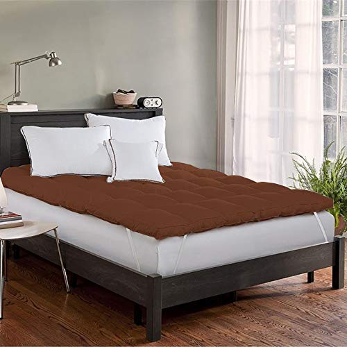 RRC Cotton Super Soft 700 GSM Hollow Fiber Filled Mattress Padding/Topper for Comfortable Sleep, 4 Corner Elastic Band King Size 72X78(Inches) 6X6.5(Feet) Mattress Topper, Brown - Image 2