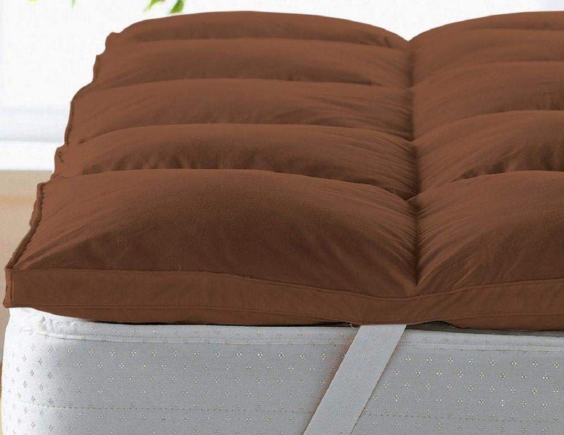 RRC Cotton Super Soft 700 GSM Hollow Fiber Filled Mattress Padding/Topper for Comfortable Sleep, 4 Corner Elastic Band King Size 72X78(Inches) 6X6.5(Feet) Mattress Topper, Brown - Image 3