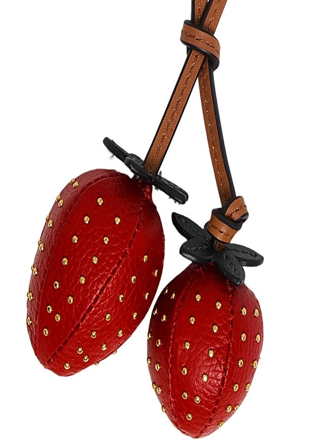 Rebecca Minkoff Strawberry Bag Charm, Purse, Backpack and Handbag Accessory, Leather with Brass Studs, Siren/Willow/Veridian - Image 2