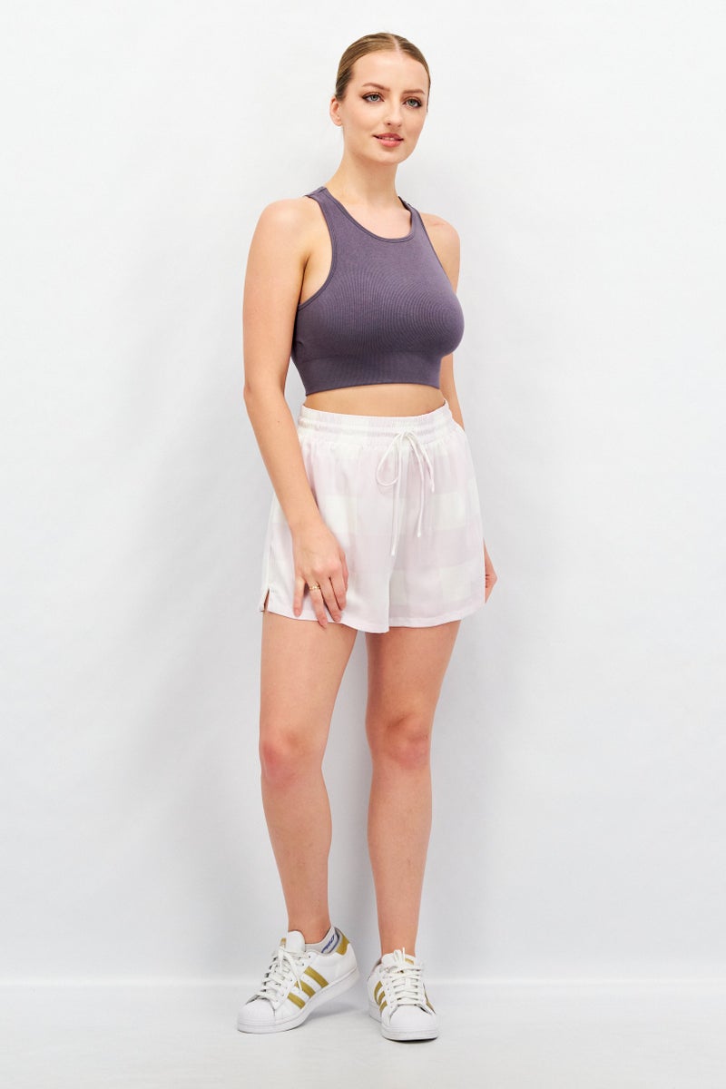 GLAMOROUS Women Checkerboard Pattern Basic Shorts, Lavender - Image 2