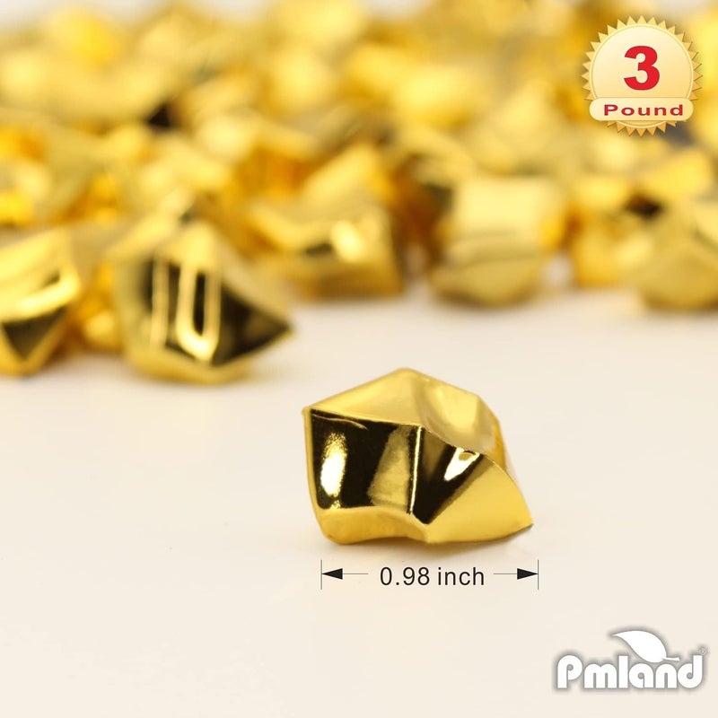 PM لاند PMLAND أحجار جليدية أكريليكية باللون الذهبي، 550 قطعة، في كيس بسعة 2.25 قارورة. بلورات وجواهر مزيفة على شكل مكعبات مطحونة، مناسبة لملء الأواني وتزيين المناسبات الاحتفالية وحفلات الزفاف. - Image 2