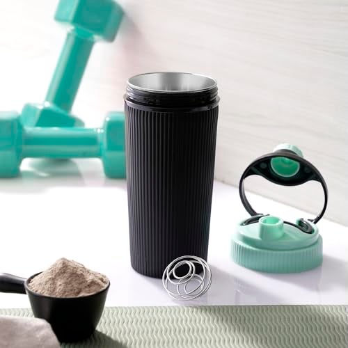 Nabhya Stainless Steel Protein Shaker With Steel Blender Gym Shaker Bottle for protein shake gym protein shaker bottle (Capacity-620ml) (Blue) - Image 1