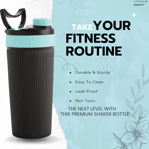 Nabhya Stainless Steel Protein Shaker With Steel Blender Gym Shaker Bottle for protein shake gym protein shaker bottle (Capacity-620ml) (Blue) - Image 3