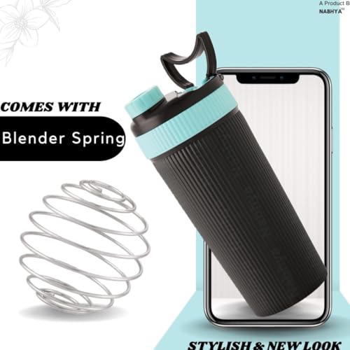 Nabhya Stainless Steel Protein Shaker With Steel Blender Gym Shaker Bottle for protein shake gym protein shaker bottle (Capacity-620ml) (Blue) - Image 4