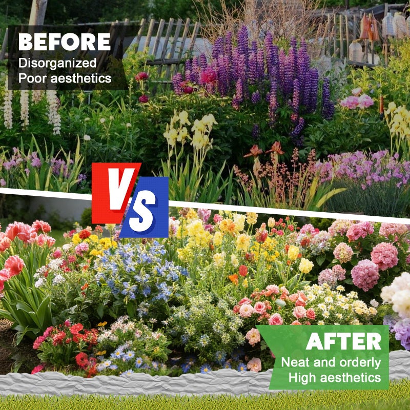 TEANTECH 20Pcs Garden Edging Border, 21Ft Marbled Design Garden Landscape Edging Borders with 20 Pcs Stakes, Plastic Garden Fence Lawn Edging Border for Flower Bed, Yard, Patio, and Pathway Landscaping - Image 4