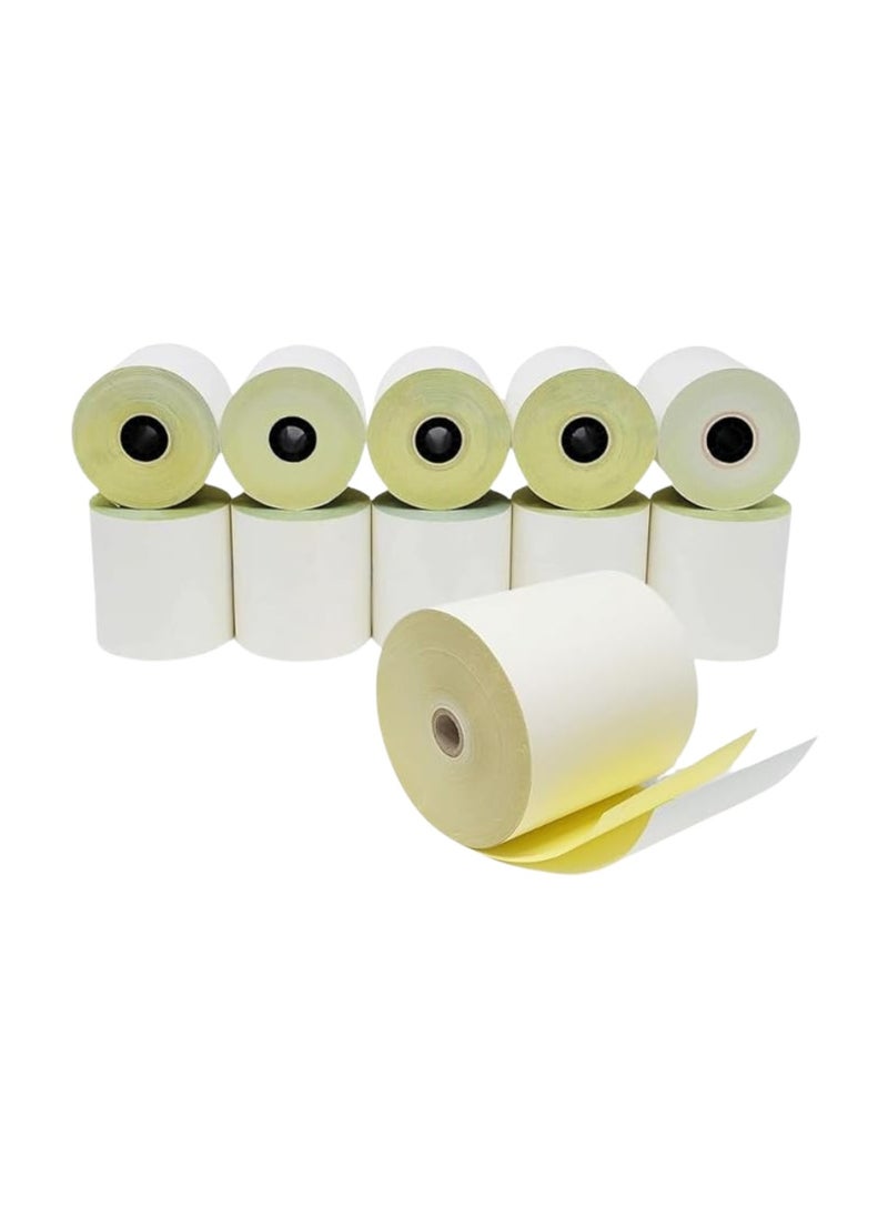 YASHTECH - 76x70mm, 2 Ply KOT Carbonless Roll, White & Yellow, Kitchen Printer Receipt Rolls, Pack of 10 - Image 1
