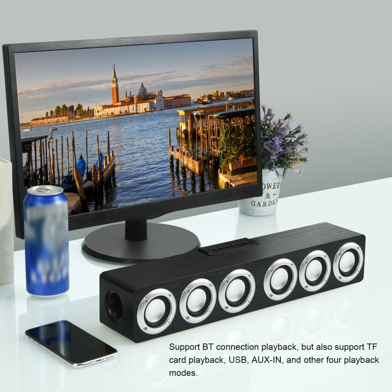 M1 Wooden Desk Speaker BT HiFi Music Player Wooden Sound Bar 20W Powerful Stereo Home Wireless Soundbar Speaker for TV Desktop Laptop Smartphone Tablet - Image 2