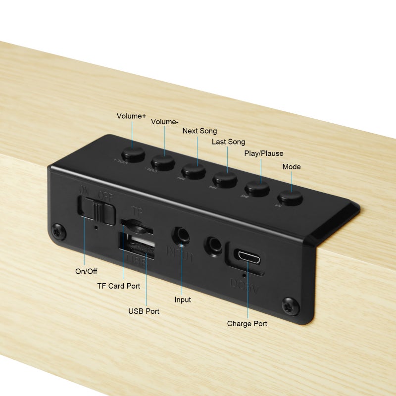M1 Wooden Desk Speaker BT HiFi Music Player Wooden Sound Bar 20W Powerful Stereo Home Wireless Soundbar Speaker for TV Desktop Laptop Smartphone Tablet - Image 4