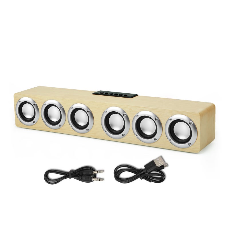 M1 Wooden Desk Speaker BT HiFi Music Player Wooden Sound Bar 20W Powerful Stereo Home Wireless Soundbar Speaker for TV Desktop Laptop Smartphone Tablet - Image 5