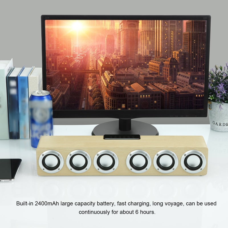 M1 Wooden Desk Speaker BT HiFi Music Player Wooden Sound Bar 20W Powerful Stereo Home Wireless Soundbar Speaker for TV Desktop Laptop Smartphone Tablet - Image 3