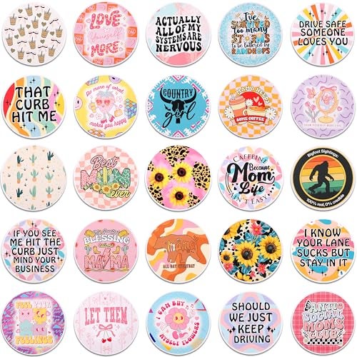 MUBYOK M505 2.5inch 100pcs Car Freshies Cardstock Cutouts Round for Circles Silicone Molds & Aroma Beads Accessories Supplies, Funny Quote, Western, Mama,Pink bow,Drive - Image 3