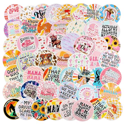 MUBYOK M505 2.5inch 100pcs Car Freshies Cardstock Cutouts Round for Circles Silicone Molds & Aroma Beads Accessories Supplies, Funny Quote, Western, Mama,Pink bow,Drive - Image 1