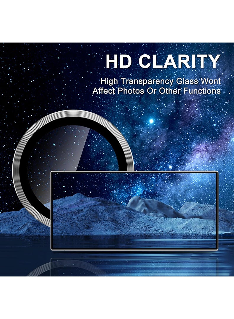 Theodor Samsung Galaxy S25 Ultra 5 Pcs Camera Lens Protector With 9H Tempered HD Glass Camera Cover Anti Scratch Aluminum Alloy Camera Ring, Gray - Image 4