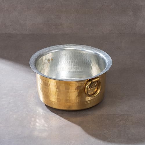 P-TAL Brass Stock Pot with Lid Naturally Nonstick and Toxin Free Pasta Pot Multipurpose Cooking Pot, PFOA and PTFE Free (5.5 Quart) - Image 1